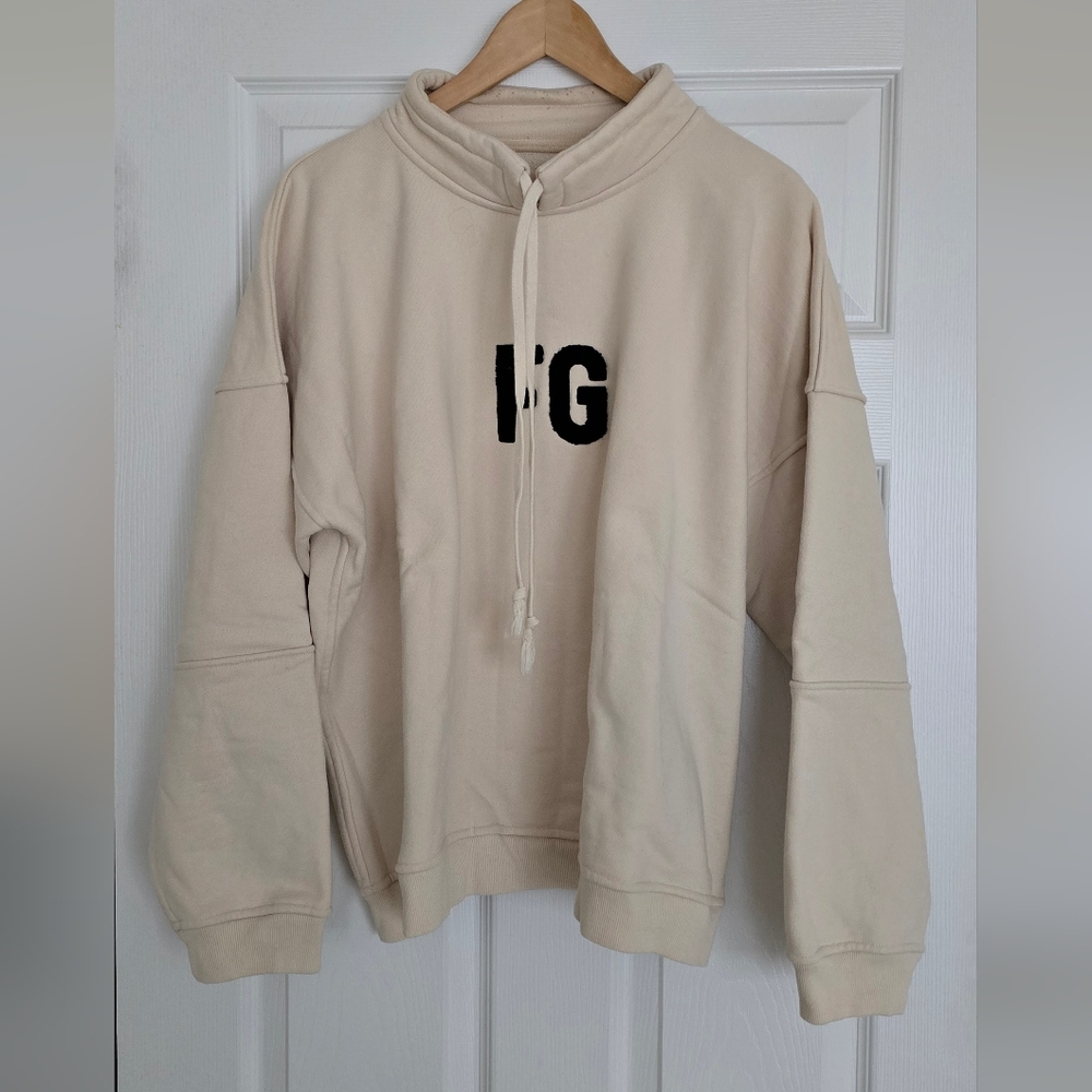 Fear of God Cream Crewneck Sweatshirt with Black FG Logo